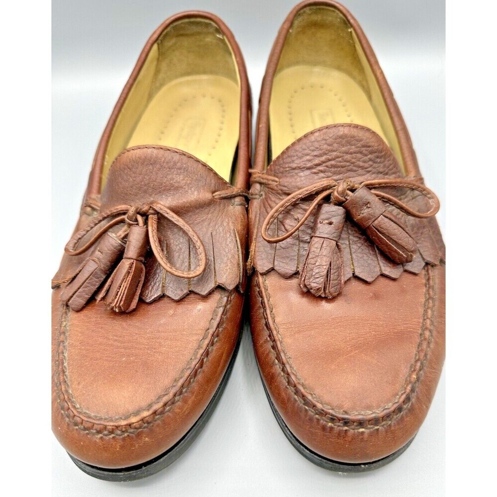 Rockport - men's brown leather shoes‎ w fringes M4044 - low heel - size 9.5